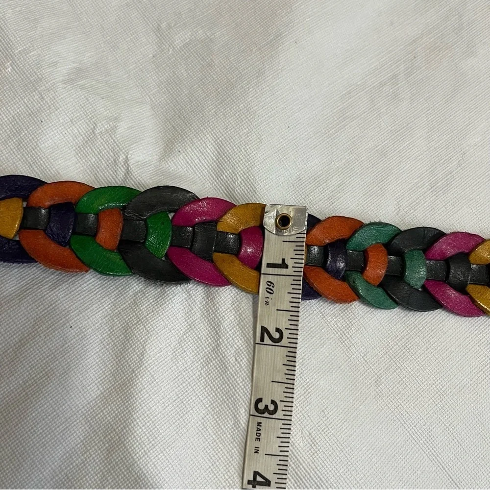 Vintage Braided Leather Colorful Belt
